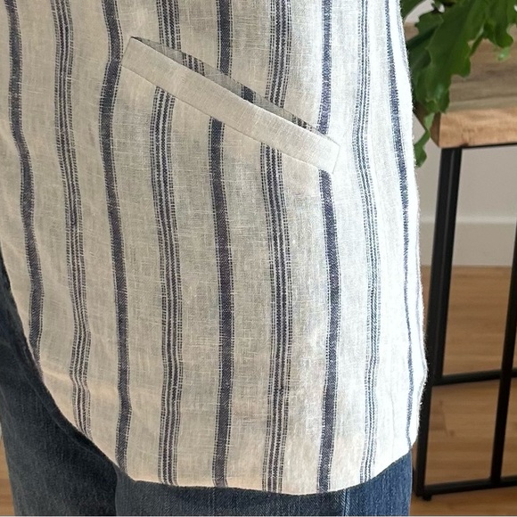 DREW Anthropologie Rikki Striped White & Blue Linen Blazer Women’s Size XS - Picture 8 of 12